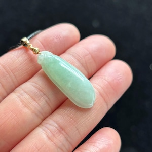 Icy Green Jadeite, Fugua 福瓜 Jadeite Jade Pendant, 100% Untreated Certified Genuine Type A Burmese Jadeite, Grade A Jadeite, Burma Jadeite