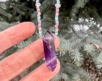 Amethyst “Pisces” beaded necklace