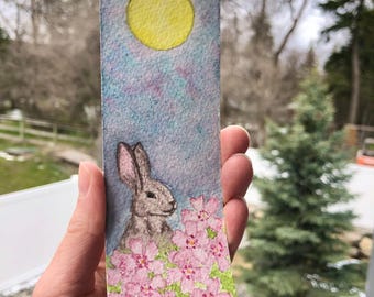 Pink Moon - Original Hand Painted Watercolor Bookmark