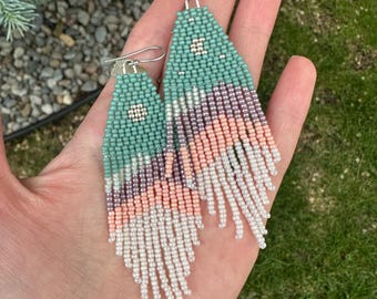 Boucles d'oreilles en perles Poissons Lune, montagnes