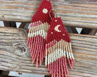 Aries Moon Mountains Beaded Earrings