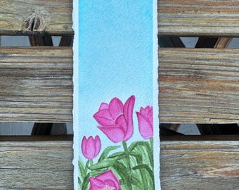 Tulips - Original Hand Painted Watercolor Bookmark