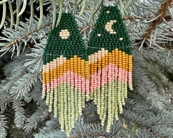 Taurus Moon Mountains Beaded Earrings