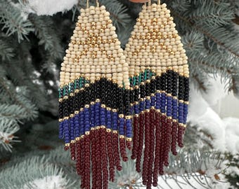 Capricorn Sun Mountains Beaded Earrings