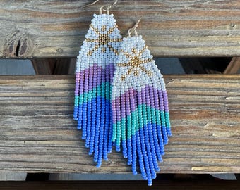Aquarius Sun Mountains Beaded Earrings