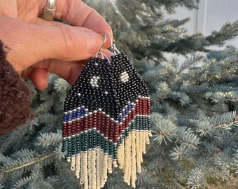 Capricorn Moon Mountains Beaded Earrings