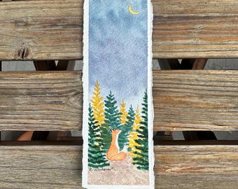 Autumn Fox - Original Hand Painted Watercolor Bookmark