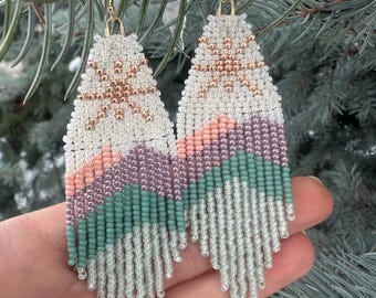 Pisces Sun Mountains Beaded Earrings