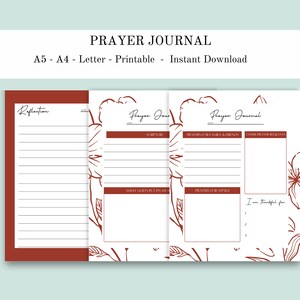 Printable Prayer Journal, A4, A5, Letter, PDF, Digital File