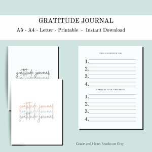 Diario de gratitud imprimible, Inserción del planificador, Indicaciones de gratitud, A4, A5, Carta