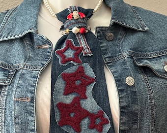 Women’s Statement Junk Tie Necklace - Denim Stars