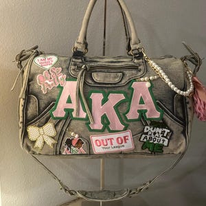 Denim Patchwork Bag - Oh So Pretty in Pink and Green