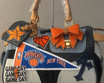 Denim Patchwork Bag - New York Knicks