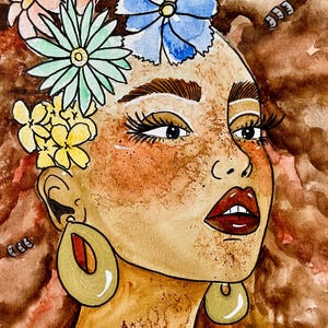 Portrait de femme, impression d’illustration à l’aquarelle