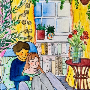impression d’illustration à l’aquarelle, scène cozy