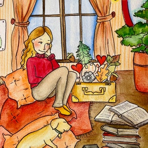 impression d’illustration à l’aquarelle, scène cozy