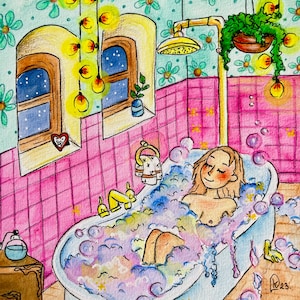 impression d’illustration à l’aquarelle, scène cozy