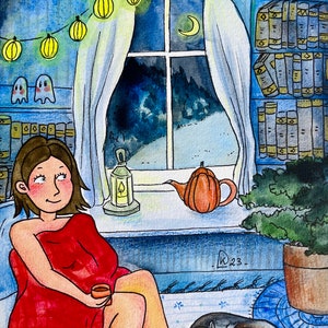 impression d’illustration à l’aquarelle, scène cozy