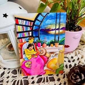 impression d’illustration à l’aquarelle, scène cozy