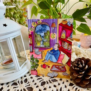 impression d’illustration à l’aquarelle, scène cozy