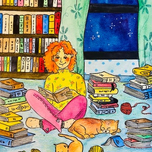 Impression d’illustration à l’aquarelle, scènes cozy automne