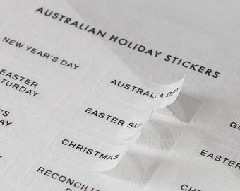 Australian Holiday Stickers, State-specific holidays, Public Holiday stickers, National Observances Stickers | Minimal Planner Stickers