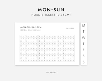 Pegatinas de semanas de Hobonichi, pegatinas de tiras semanales verticales, rastreador de hábitos semanales, pegatinas de planificador minimalista, pegatinas de diario, pegatinas de fecha