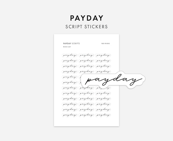 PAYDAY Script Stickers | Finance Planner Stickers, Minimal Planner Stickers, Highlighted Script Stickers, Money Sticker Headers