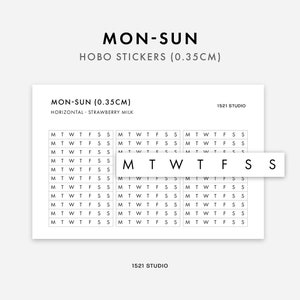 Hobonichi Weeks Stickers, Horizontal Week Strips Stickers, Minimal Planner Stickers, Journal Stickers, Habit Tracker, Day of Week Stickers