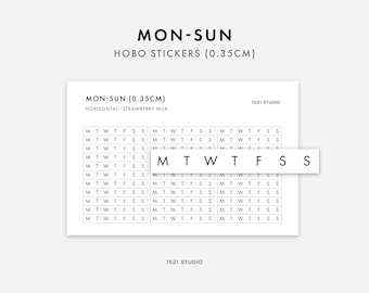 Pegatinas de semanas de Hobonichi, pegatinas de tiras semanales horizontales, pegatinas de planificador minimalista, pegatinas de diario, rastreador de hábitos, pegatinas de días de la semana