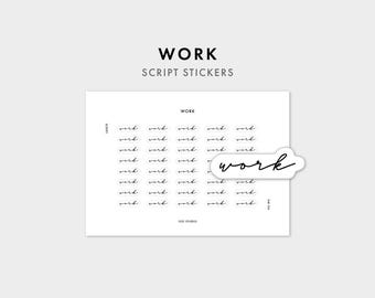Work Script Stickers | Minimalist Planner Stickers | Word Stickers, Highlighted Stickers, Custom Script Planner Stickers
