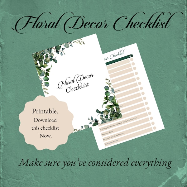 Printable Floral Decor Checklist for Wedding Party from a pro, Wedding Ceremonies and Wedding Receptions, Flower decor, Master florist,