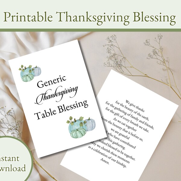 Thanksgiving Blessing Prayer Cards, thanksgiving prayer, thanksgiving dinner, thanksgiving table, printable, instant download, prayer card