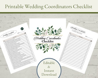 Green Floral Wedding Coordinator Checklist, wedding checklist, wedding coordinator, wedding planning, wedding organizer, Printable Checklist