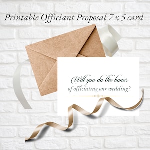 Afdrukbare 7x5 officiant voorstel kaart, Wil je met ons trouwen kaart, Wil je de eer doen van dienstdoende kaart, Downloadbaar, Officiant uitnodiging