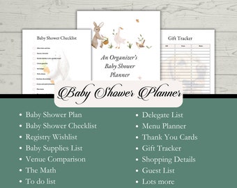 Animal Themed Baby Shower Planner, baby shower checklist, party planner,printable planner, event planner, digital download, instant download