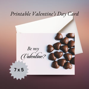 Doce deleite para sua namorada: cartão postal "Be My Valentine" para download com motivo de chocolate. Cartão de Dia dos Namorados.