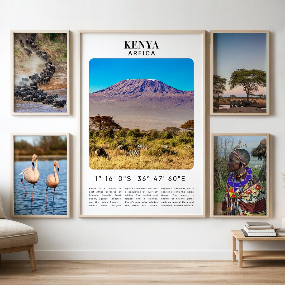 Set of 5 Digital Posters of Kenya - Etsy