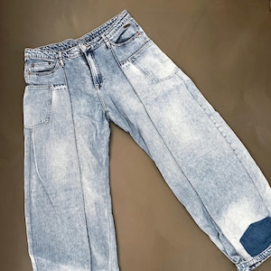 Upcycled Barrel Jeans: Herwerkte lichtblauwe denim