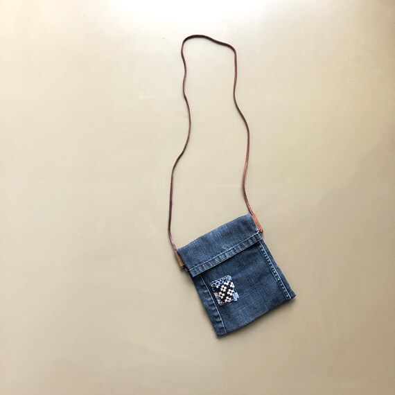 Denim Shoulder Bag - Handmade Jeans Bag - Recycled Blue
