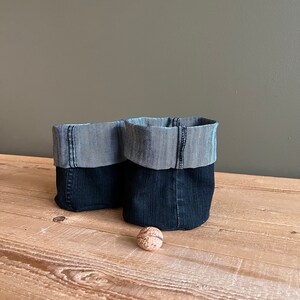 Black Storage Basket - Repurposed Denim Containers - Recycled Upcycled Jeans Bins - Eco Friendly Gift - Black Home Decor