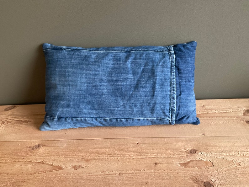 Denim Lumbar Pillow Cover With Star Blue Jeans Cushion Cover Etsy