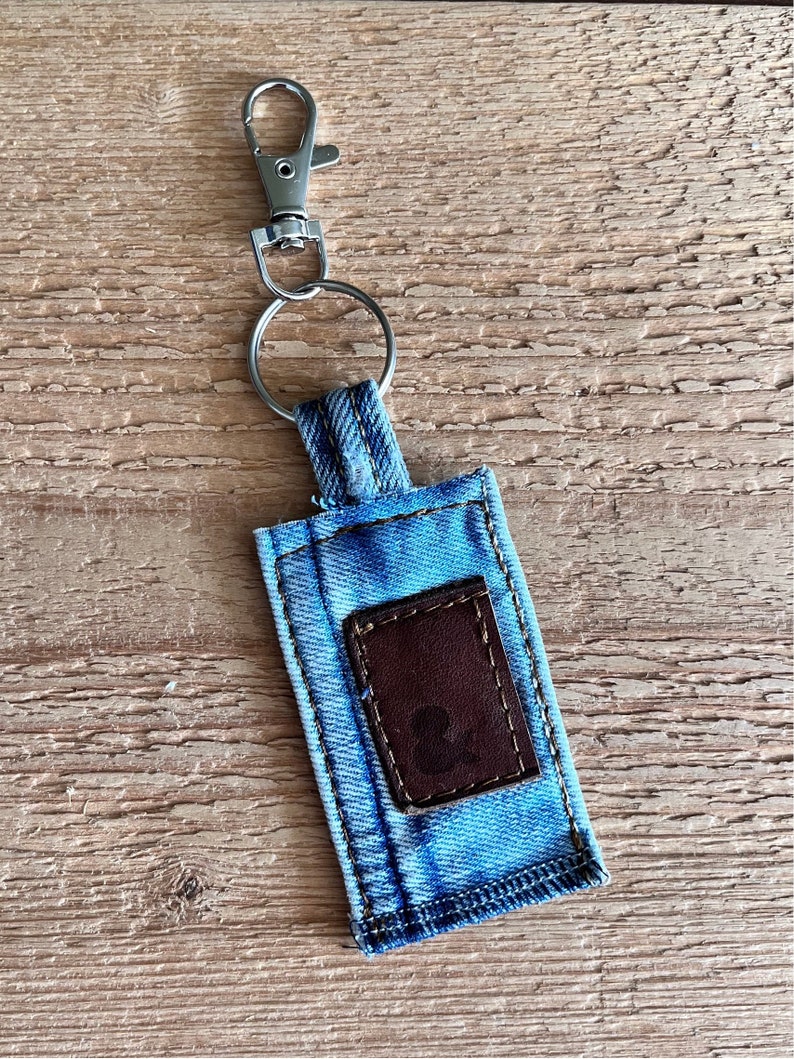 Blue Fabric Keychain Repurposed Denim Eco Friendly New Etsy
