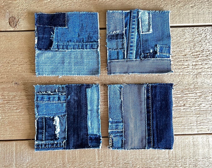 Denim Patchwork Rag Quilt Made From Upcycled Jeans , Denim Picnic or