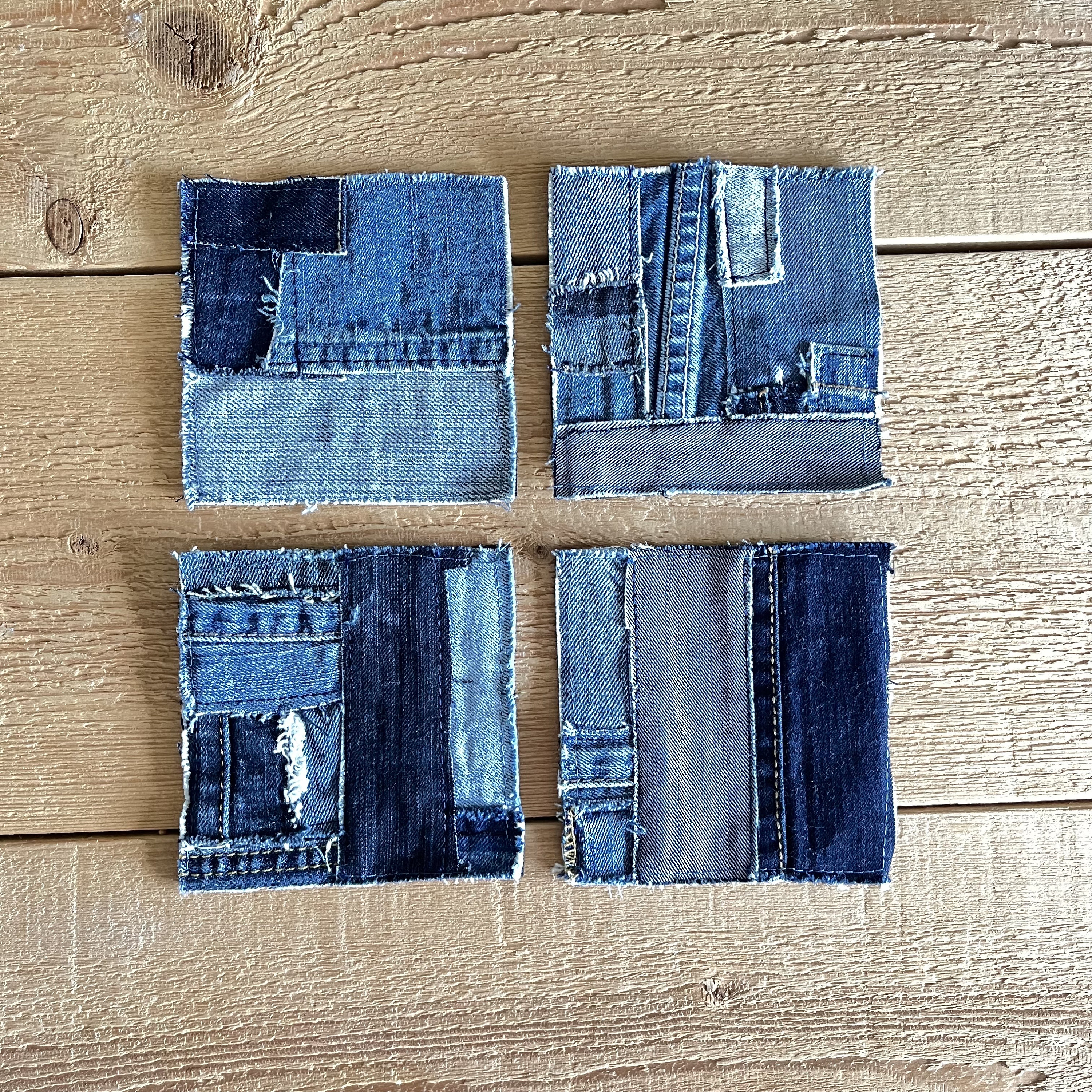 Upcycled Denim and Silk Fabric Patch Large Sashiko Patch 