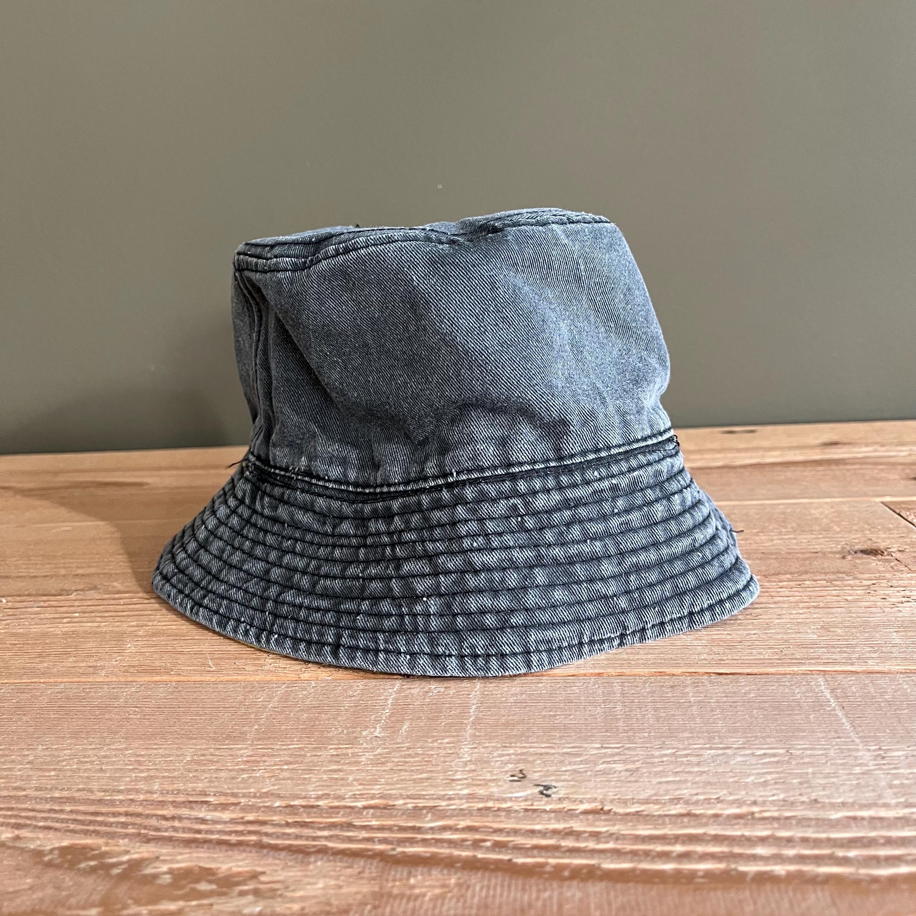 Upcycled Denim Bucket Hat Frayed Grey Wash Boho M/L Boho Denim Bucket Hat: Upcycled Vintage Style for Any Outfit  main image 2