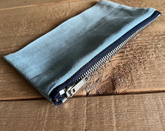 Blue Denim Pouch - Handmade Coin Purse - Repurposed Wallet - Upcycled Jeans Purse - Small Denim Wallet