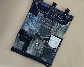Repurposed Denim Pocket Wall Organizer: Upcycled Jeans Hanging Storage