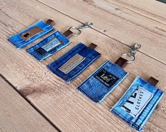 Blue Fabric Keychain - Repurposed Denim - Eco Friendly New Home Gift - Sustainable Gift - Jeans Lover Gift - Recycled Gift