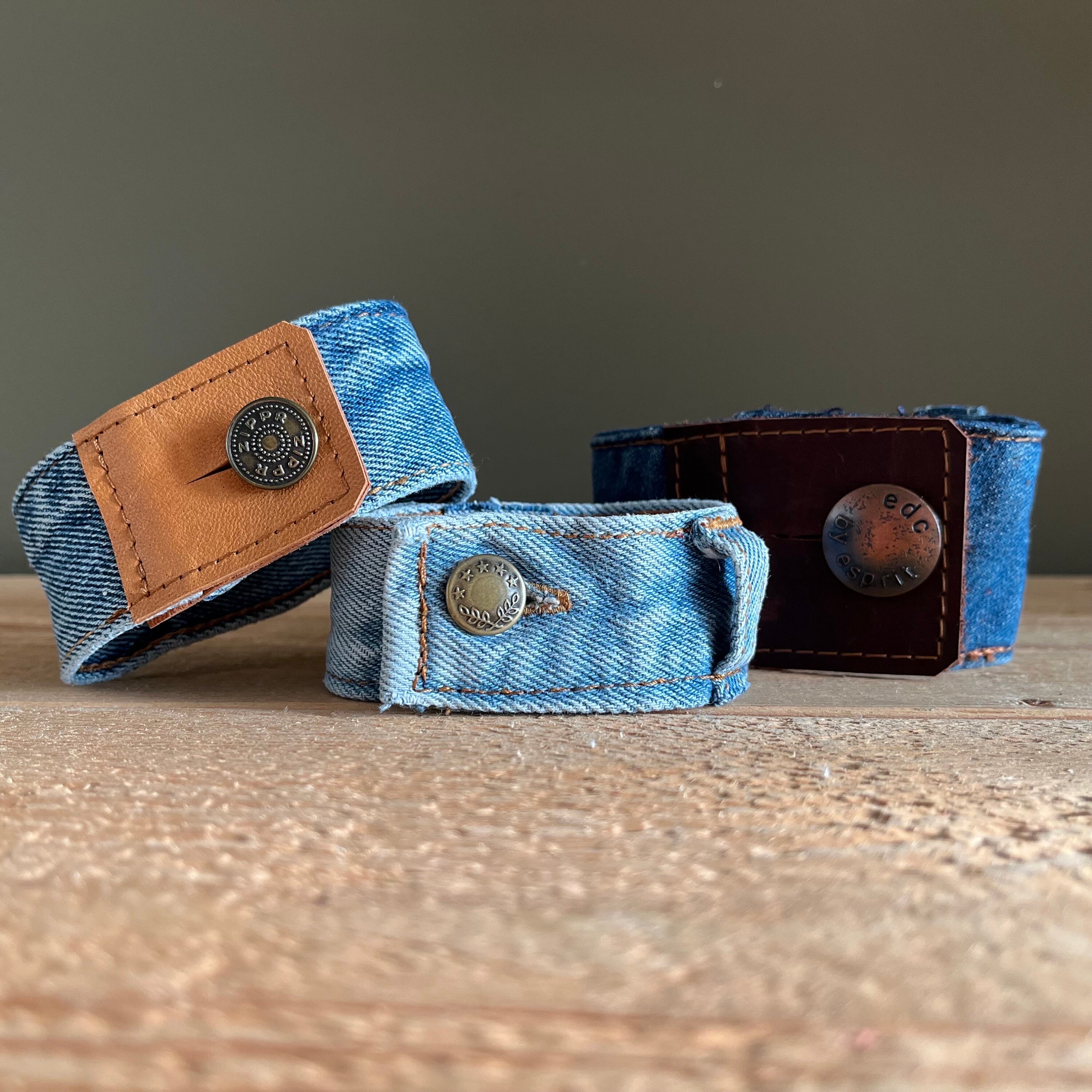 Leather and Blue Jeans Bracelet Denim Cuff Bracelet Etsy